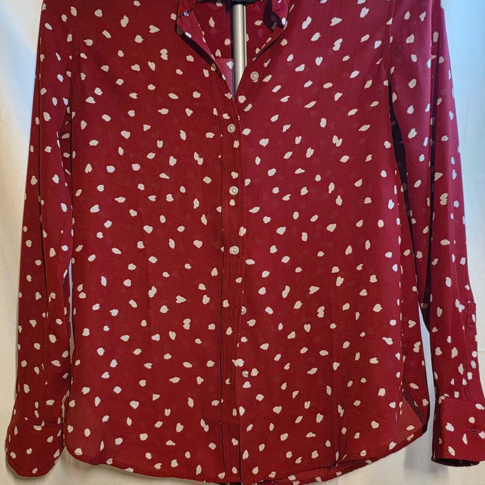 Banana Republic Red Polka Dot Dillion Classic Fit Button Up Shirt